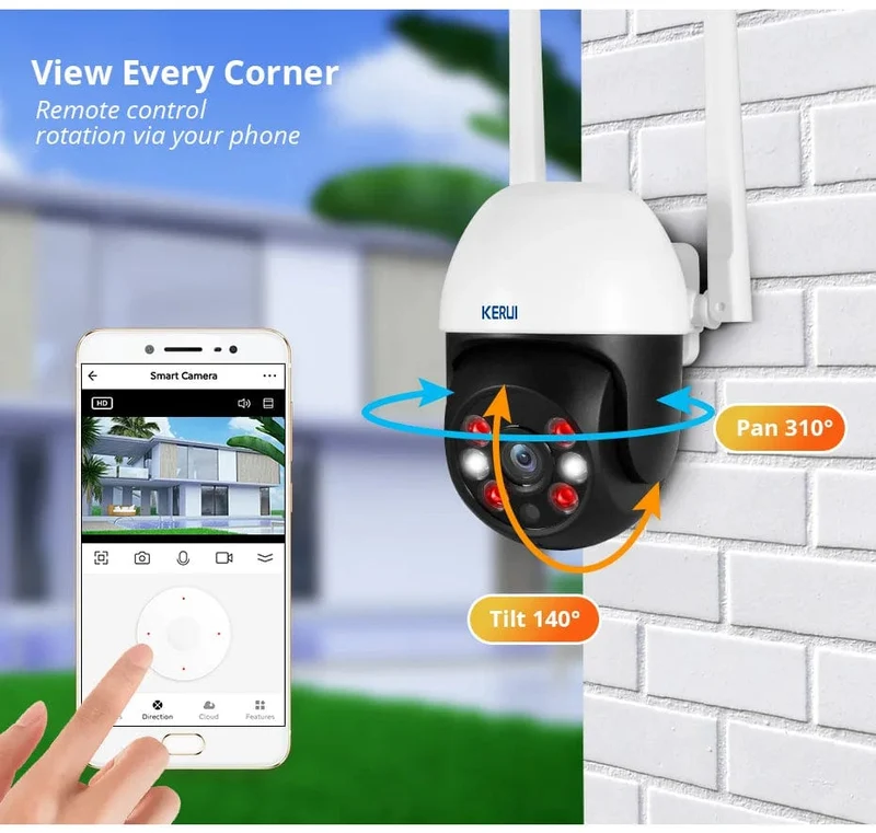 KERUI 5MP 8MP 4K PTZ WiFi IP-Kamera Tuya Smart Home Security im Freien Dualobjektiv 10MP 5K-Kamera CCTV-Videoüberwachung