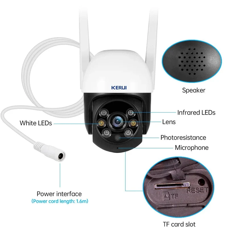 KERUI 5MP 8MP 4K PTZ WiFi IP-Kamera Tuya Smart Home Security im Freien Dualobjektiv 10MP 5K-Kamera CCTV-Videoüberwachung
