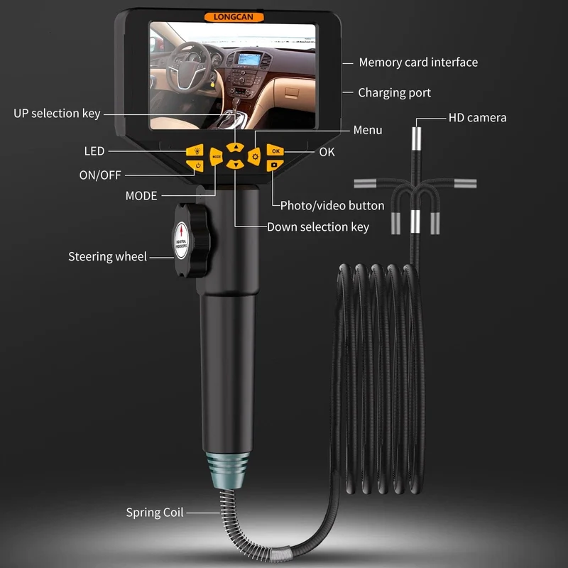 3.9mm/5.5mm/8.5mm Gelenk-Endoskop 2-Wege 420-Grad-Lenkung Industrie-Endoskop 5" IPSScreen wasserdichte Videokamera für