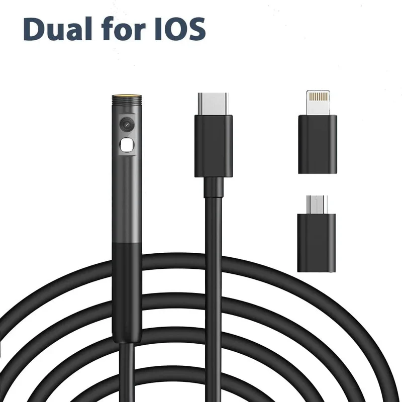 KERUI 2MP Einzel-/Doppelobjektiv-Endoskop Android Mini-Inspektionskamera für iPhone Wasserdichtes Pipeline-Endoskop Typ C IOS
