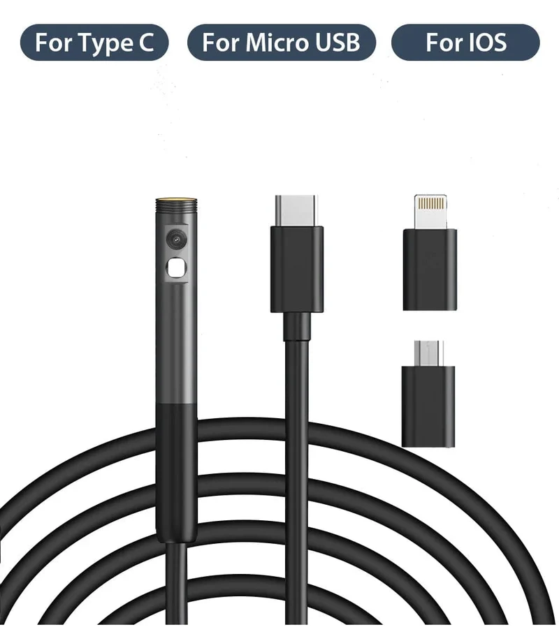 KERUI 2MP Einzel-/Doppelobjektiv-Endoskop Android Mini-Inspektionskamera für iPhone Wasserdichtes Pipeline-Endoskop Typ C IOS