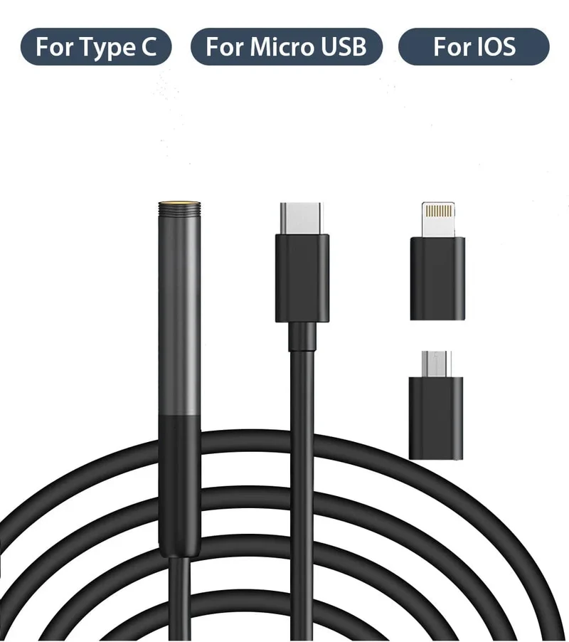KERUI 2MP Einzel-/Doppelobjektiv-Endoskop Android Mini-Inspektionskamera für iPhone Wasserdichtes Pipeline-Endoskop Typ C IOS