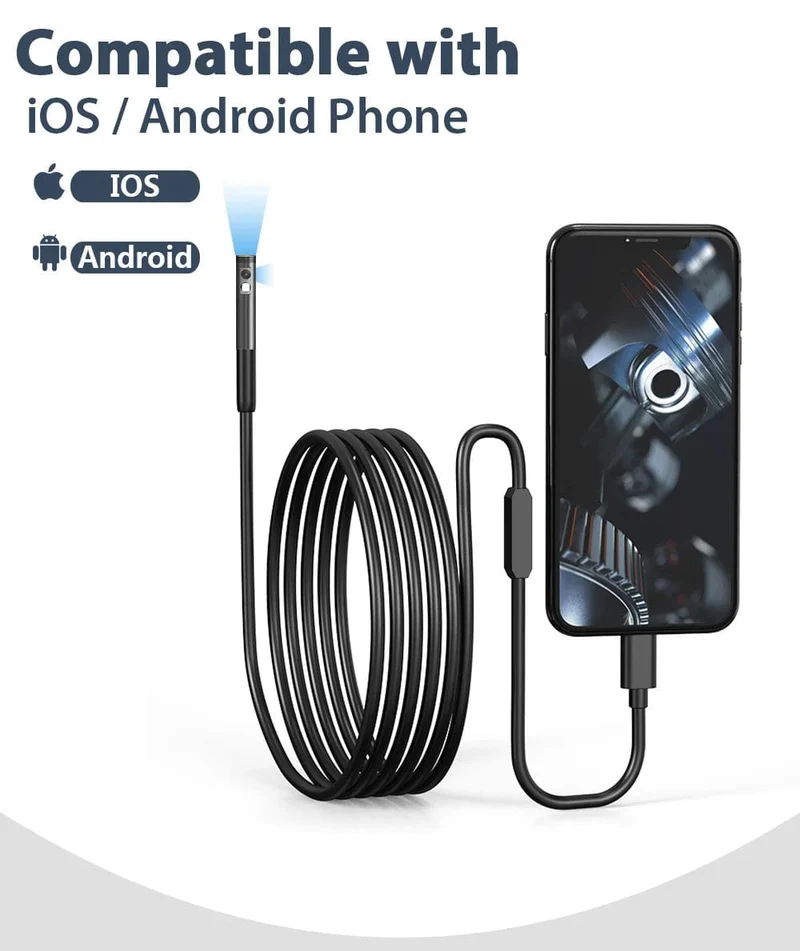 KERUI 2MP Einzel-/Doppelobjektiv-Endoskop Android Mini-Inspektionskamera für iPhone Wasserdichtes Pipeline-Endoskop Typ C IOS