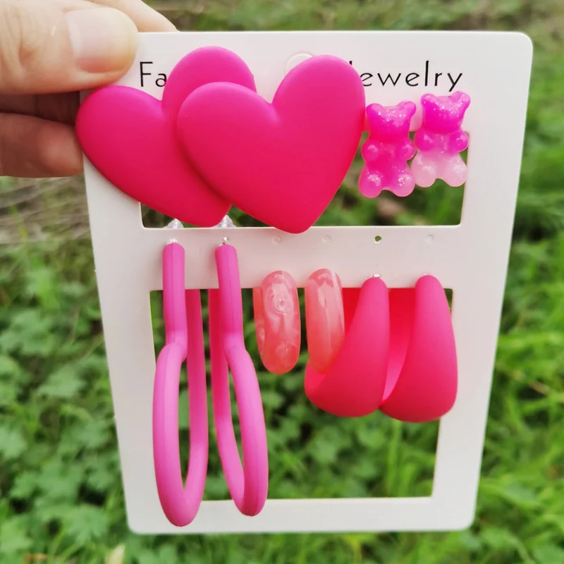 Neu 9 Paar/Set Acryl Kleine Chunky Waterdrop Ohrringe Dupes für Frauen Matte Bunte Dome Tear Drop Ohrring Hoops Trendy Schmuck