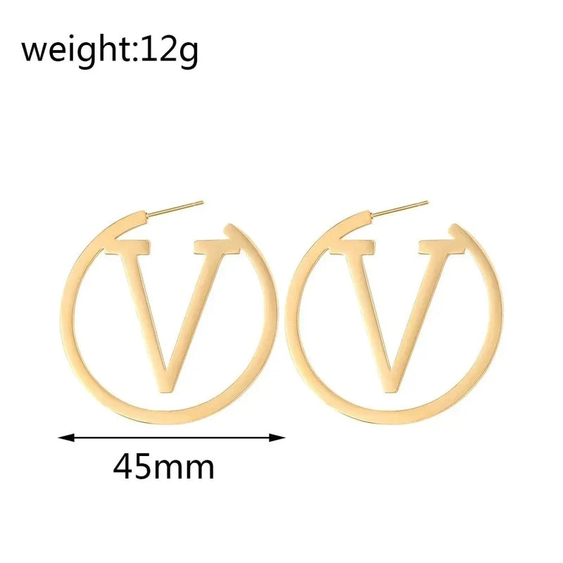 2024 neue Trends V Brief Hoop Ohrringe Für Frauen Edelstahl Ohrringe Punk Runde Ohr Schmuck Geschenk
