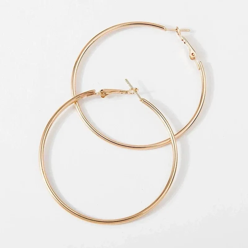 Großer Kreis Glatt 4cm 6cm 7cm 8cm Frauen Gold Übertreibung Metall Große Creolen Nagelneu und Hohe Qualität Ohr Schmuck Geschenk Aros