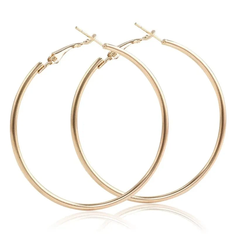 Großer Kreis Glatt 4cm 6cm 7cm 8cm Frauen Gold Übertreibung Metall Große Creolen Nagelneu und Hohe Qualität Ohr Schmuck Geschenk Aros