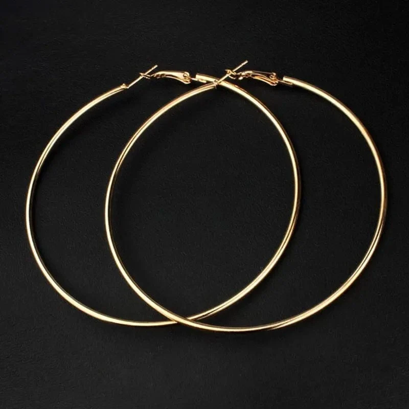 Großer Kreis Glatt 4cm 6cm 7cm 8cm Frauen Gold Übertreibung Metall Große Creolen Nagelneu und Hohe Qualität Ohr Schmuck Geschenk Aros