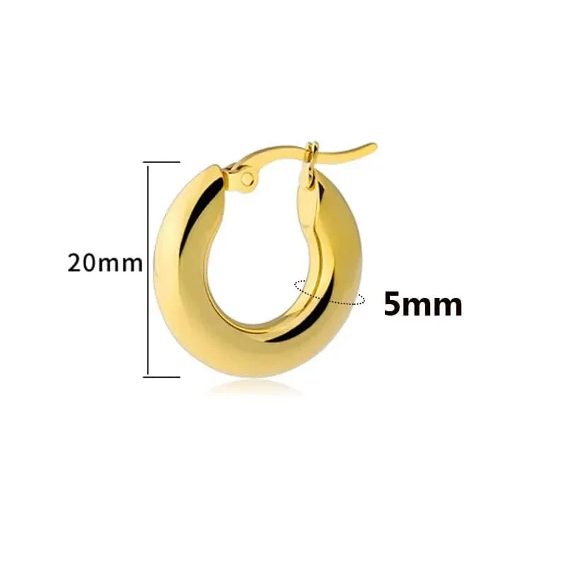304 # Edelstahl Glatte Ohr Schnalle Runde Dicke Creolen Ohrringe für Frauen Piercing Ohrringe Geschenk Mode Schmuck 20/25/30mm