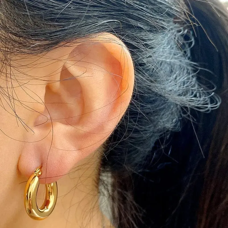 304 # Edelstahl Glatte Ohr Schnalle Runde Dicke Creolen Ohrringe für Frauen Piercing Ohrringe Geschenk Mode Schmuck 20/25/30mm