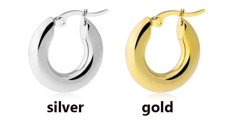 304 # Edelstahl Glatte Ohr Schnalle Runde Dicke Creolen Ohrringe für Frauen Piercing Ohrringe Geschenk Mode Schmuck 20/25/30mm