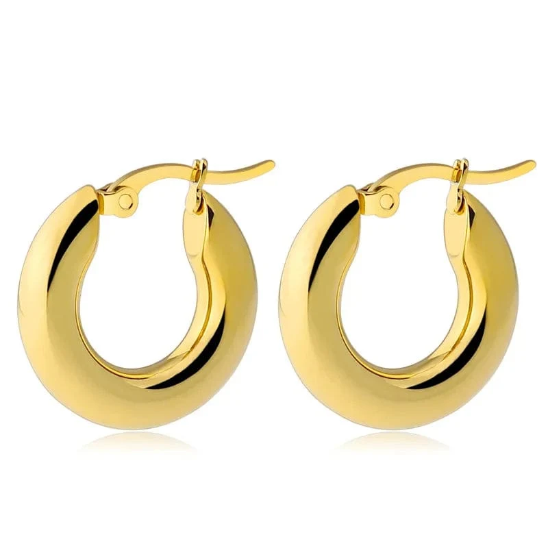 304 # Edelstahl Glatte Ohr Schnalle Runde Dicke Creolen Ohrringe für Frauen Piercing Ohrringe Geschenk Mode Schmuck 20/25/30mm