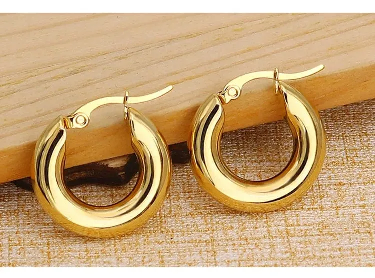 304 # Edelstahl Glatte Ohr Schnalle Runde Dicke Creolen Ohrringe für Frauen Piercing Ohrringe Geschenk Mode Schmuck 20/25/30mm