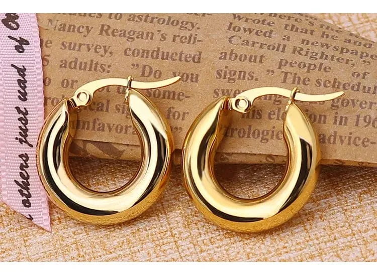 304 # Edelstahl Glatte Ohr Schnalle Runde Dicke Creolen Ohrringe für Frauen Piercing Ohrringe Geschenk Mode Schmuck 20/25/30mm