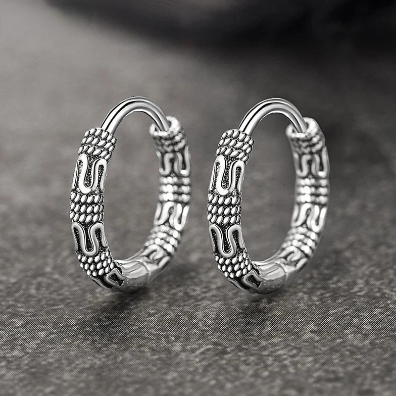 Vintage 925 Sterling Silber Creolen Muster Ohrring Für Frauen Silber Schmuck Korea Neue