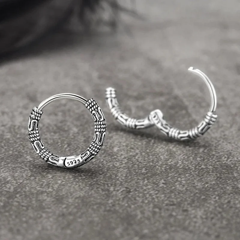 Vintage 925 Sterling Silber Creolen Muster Ohrring Für Frauen Silber Schmuck Korea Neue