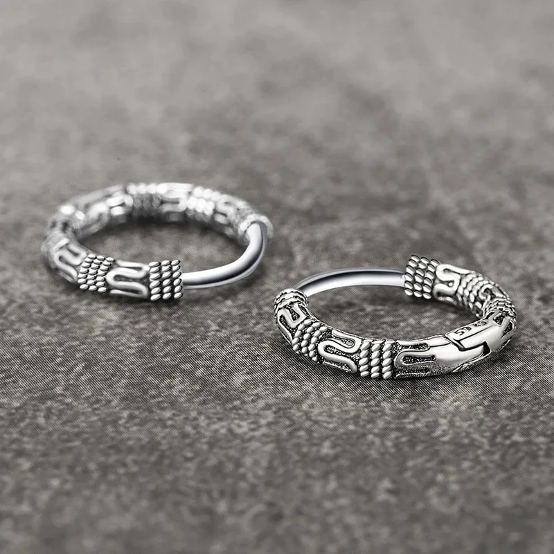 Vintage 925 Sterling Silber Creolen Muster Ohrring Für Frauen Silber Schmuck Korea Neue