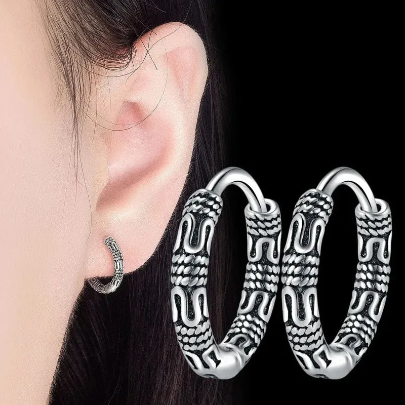 Vintage 925 Sterling Silber Creolen Muster Ohrring Für Frauen Silber Schmuck Korea Neue