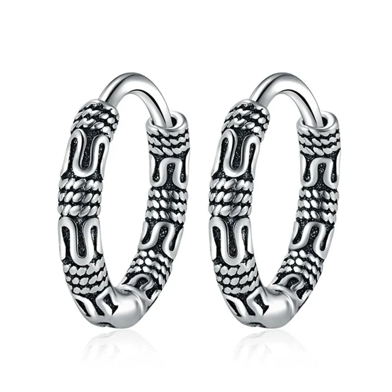 Vintage 925 Sterling Silber Creolen Muster Ohrring Für Frauen Silber Schmuck Korea Neue