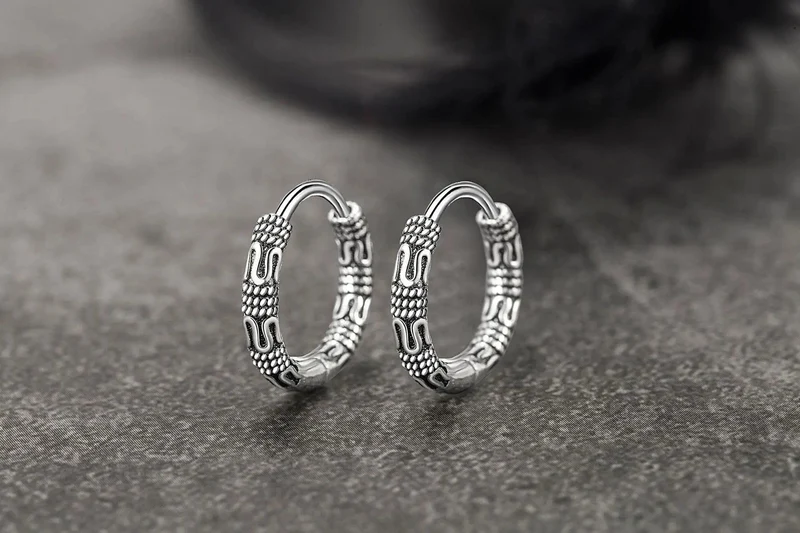 Vintage 925 Sterling Silber Creolen Muster Ohrring Für Frauen Silber Schmuck Korea Neue