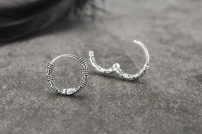 Vintage 925 Sterling Silber Creolen Muster Ohrring Für Frauen Silber Schmuck Korea Neue