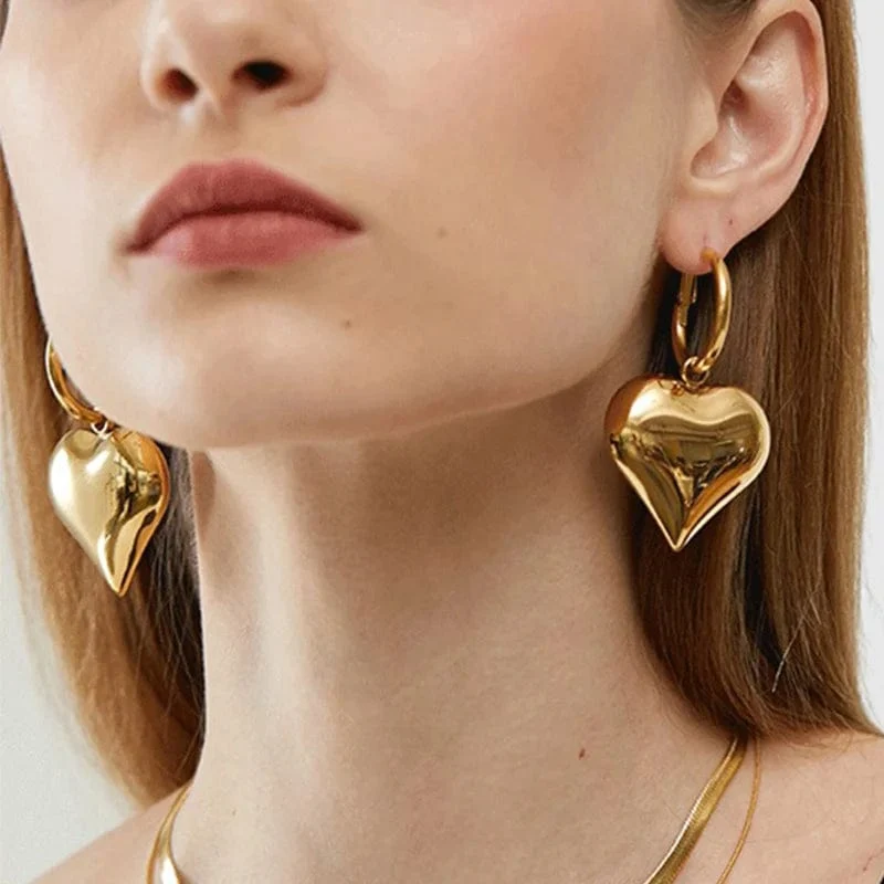 2023 Chic Herz Huggie Hoop Ohrringe Asymmetrische Große Ohrringe Für Frauen Neue Gold Farbe Mode Schmuck Mädchen Geschenk