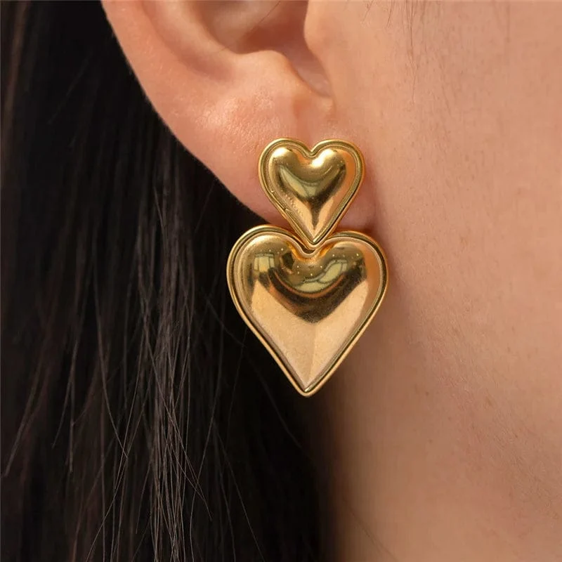 2023 Chic Herz Huggie Hoop Ohrringe Asymmetrische Große Ohrringe Für Frauen Neue Gold Farbe Mode Schmuck Mädchen Geschenk
