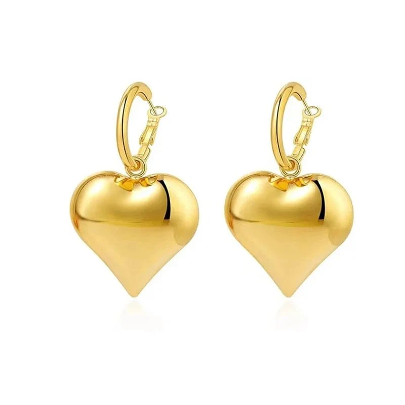2023 Chic Herz Huggie Hoop Ohrringe Asymmetrische Große Ohrringe Für Frauen Neue Gold Farbe Mode Schmuck Mädchen Geschenk