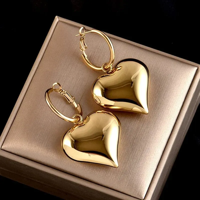 2023 Chic Herz Huggie Hoop Ohrringe Asymmetrische Große Ohrringe Für Frauen Neue Gold Farbe Mode Schmuck Mädchen Geschenk