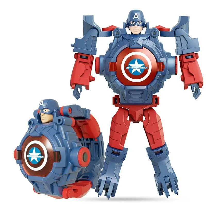 Disney Spiderman 24 Projektionsmuster Kinderuhren für Jungen Verformungsroboter Projektions-elektronische Uhr Kinder Weihnachten