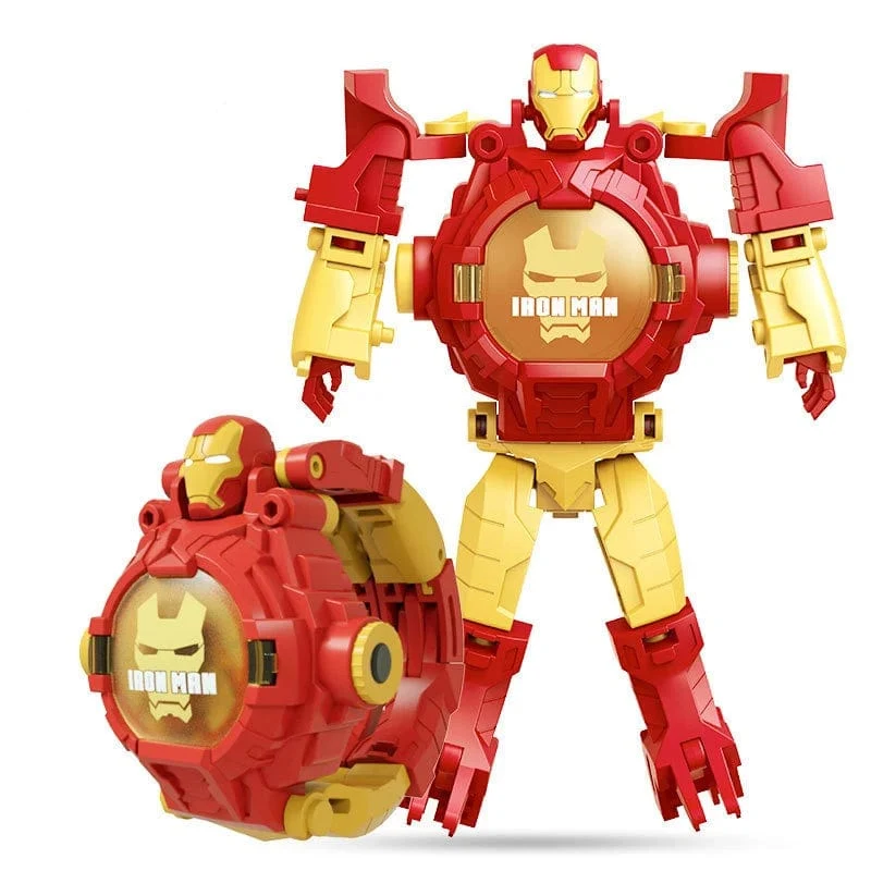 Disney Spiderman 24 Projektionsmuster Kinderuhren für Jungen Verformungsroboter Projektions-elektronische Uhr Kinder Weihnachten