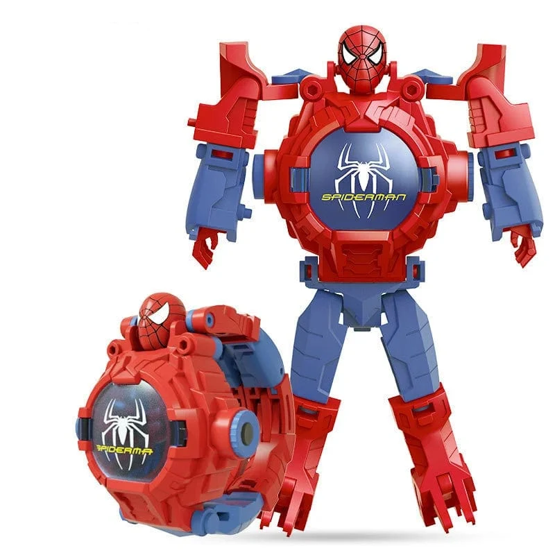 Disney Spiderman 24 Projektionsmuster Kinderuhren für Jungen Verformungsroboter Projektions-elektronische Uhr Kinder Weihnachten