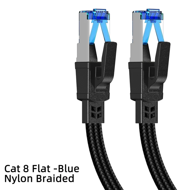 D-Sunty Ethernet-Kabel CAT8 40 Gbit/s, geflochtenes Nylon-Netzwerk-LAN-Kabel für PC-Modem, Laptop, PS 5, Router, RJ45-Flachkabel, Ethernet Cat 8