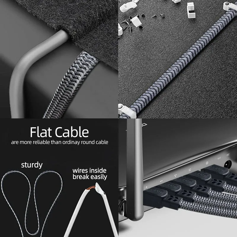 D-Sunty Ethernet-Kabel CAT8 40 Gbit/s, geflochtenes Nylon-Netzwerk-LAN-Kabel für PC-Modem, Laptop, PS 5, Router, RJ45-Flachkabel, Ethernet Cat 8