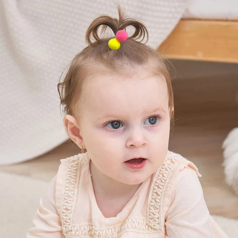 20 stücke Kinder Elastische Haarbänder Mädchen Plüsch Ball Gummiband Für Kinder Sweets Scrunchie Haargummis Clip Baby Haar Zubehör