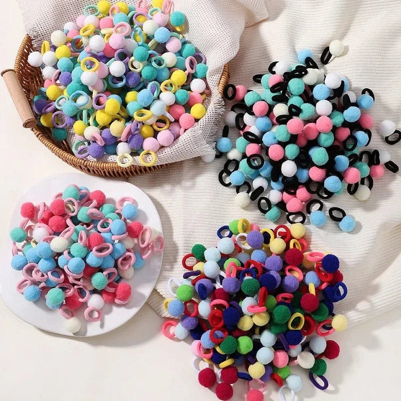20 stücke Kinder Elastische Haarbänder Mädchen Plüsch Ball Gummiband Für Kinder Sweets Scrunchie Haargummis Clip Baby Haar Zubehör