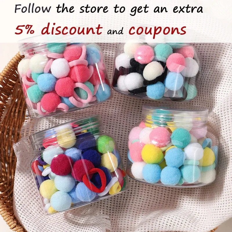20 stücke Kinder Elastische Haarbänder Mädchen Plüsch Ball Gummiband Für Kinder Sweets Scrunchie Haargummis Clip Baby Haar Zubehör