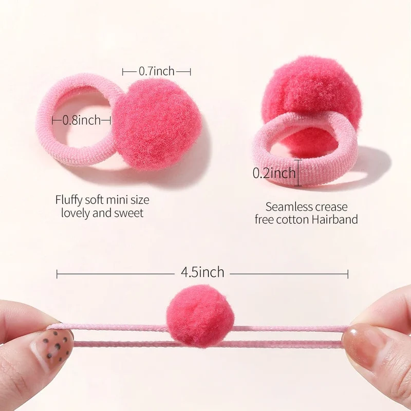 20 stücke Kinder Elastische Haarbänder Mädchen Plüsch Ball Gummiband Für Kinder Sweets Scrunchie Haargummis Clip Baby Haar Zubehör