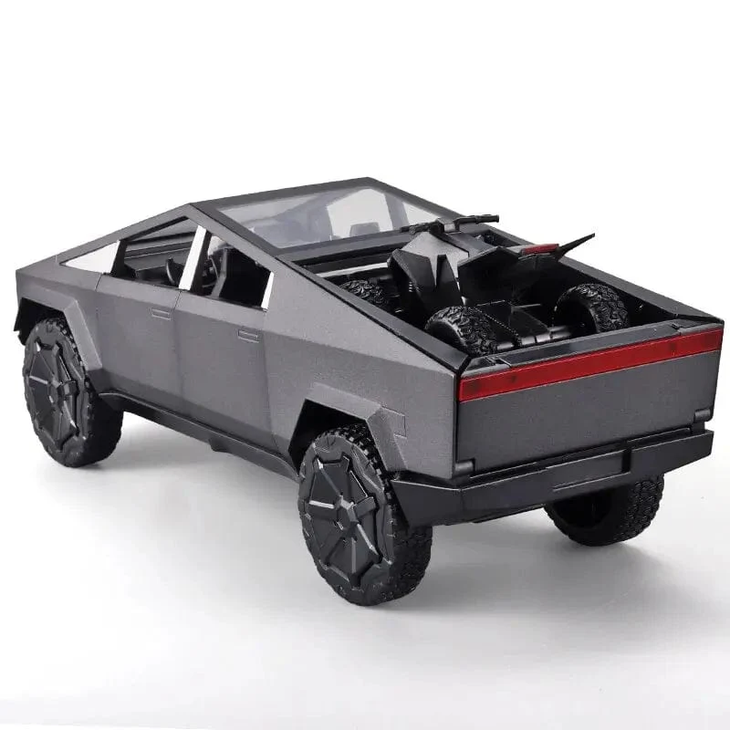 1:24 Cybertruck-Modell, silberner Pickup-Truck, Spielzeugautos aus Druckgussmetall mit Ton und Licht für Kinder ab 3 Jahren