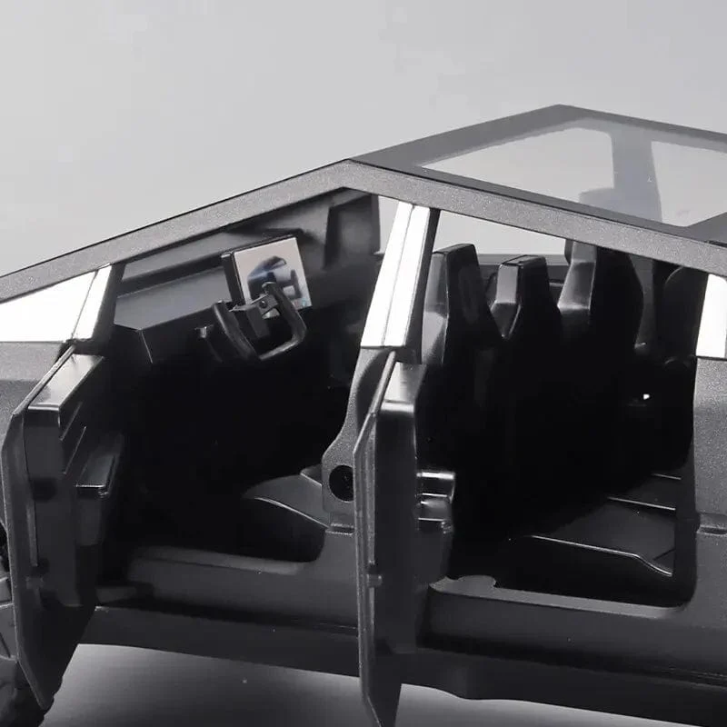 1:24 Cybertruck-Modell, silberner Pickup-Truck, Spielzeugautos aus Druckgussmetall mit Ton und Licht für Kinder ab 3 Jahren