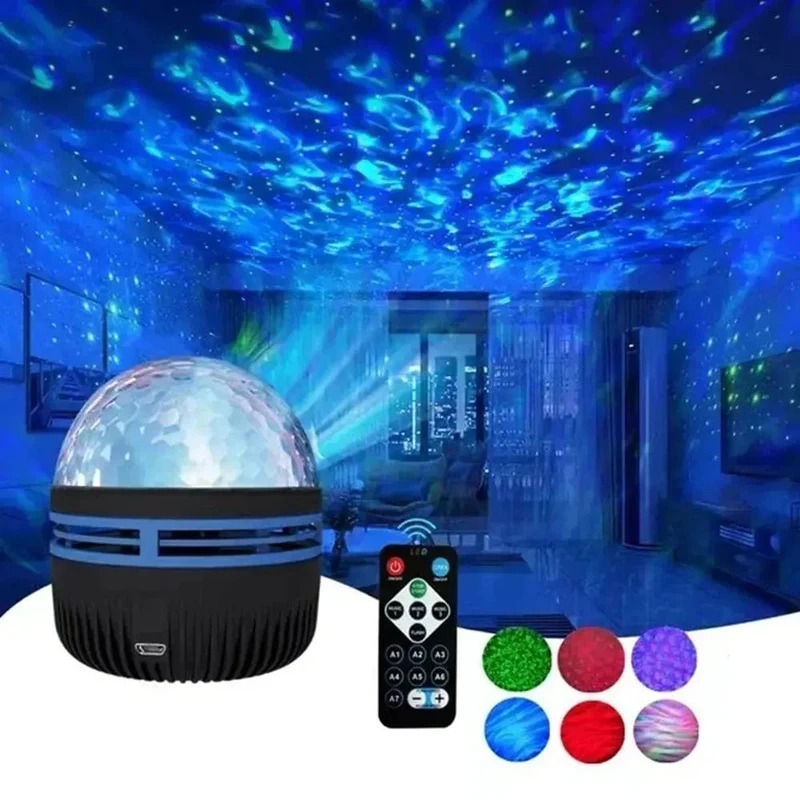 Sternenprojektor Licht 7 Farben Fernbedienung Polar Projektion Nachtlicht für Schlafzimmer Home Decor Zimmer Weihnachtsfeier Disco