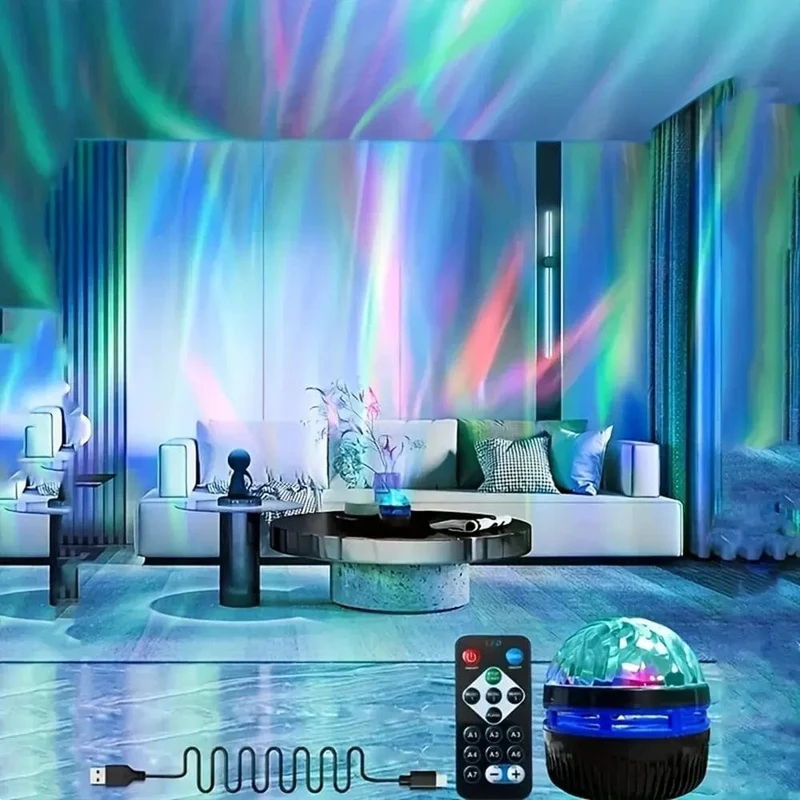 Sternenprojektor Licht 7 Farben Fernbedienung Polar Projektion Nachtlicht für Schlafzimmer Home Decor Zimmer Weihnachtsfeier Disco