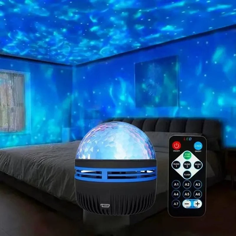 Sternenprojektor Licht 7 Farben Fernbedienung Polar Projektion Nachtlicht für Schlafzimmer Home Decor Zimmer Weihnachtsfeier Disco