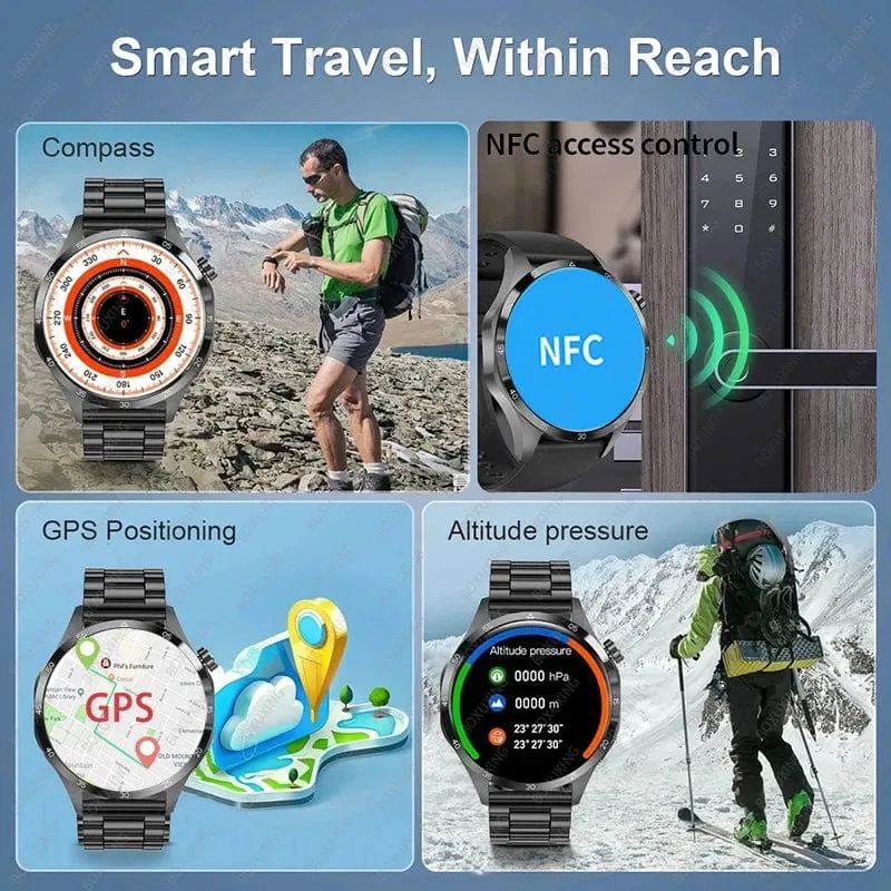 2024 Neue GPS Smart Watch Männer für Huawei GT4Pro HD-Bildschirm Bluetooth-Anrufuhren NFC IP68 wasserdicht Blutzucker Smartwatch Frau