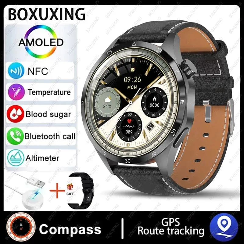 2024 Neue GPS Smart Watch Männer für Huawei GT4Pro HD-Bildschirm Bluetooth-Anrufuhren NFC IP68 wasserdicht Blutzucker Smartwatch Frau