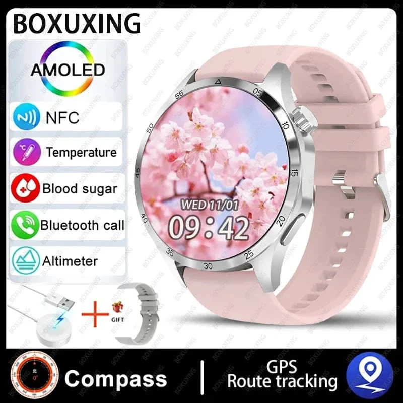 2024 Neue GPS Smart Watch Männer für Huawei GT4Pro HD-Bildschirm Bluetooth-Anrufuhren NFC IP68 wasserdicht Blutzucker Smartwatch Frau