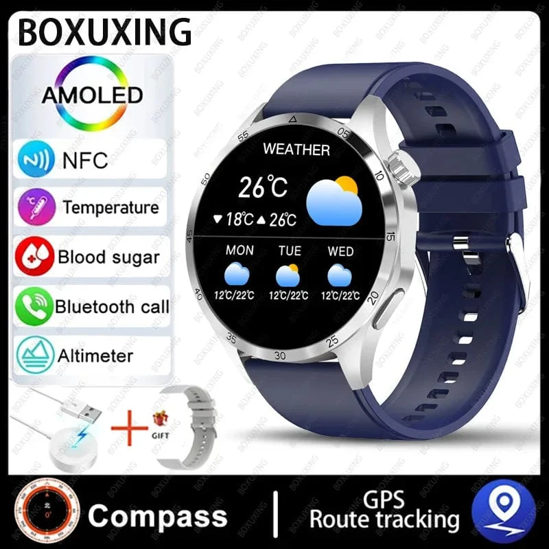 2024 Neue GPS Smart Watch Männer für Huawei GT4Pro HD-Bildschirm Bluetooth-Anrufuhren NFC IP68 wasserdicht Blutzucker Smartwatch Frau