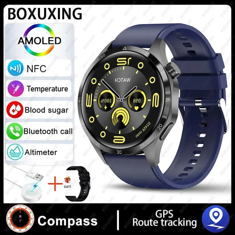 2024 Neue GPS Smart Watch Männer für Huawei GT4Pro HD-Bildschirm Bluetooth-Anrufuhren NFC IP68 wasserdicht Blutzucker Smartwatch Frau