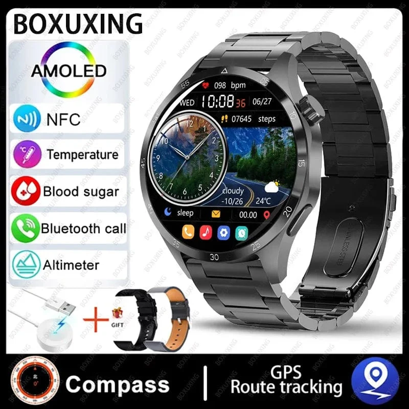 2024 Neue GPS Smart Watch Männer für Huawei GT4Pro HD-Bildschirm Bluetooth-Anrufuhren NFC IP68 wasserdicht Blutzucker Smartwatch Frau