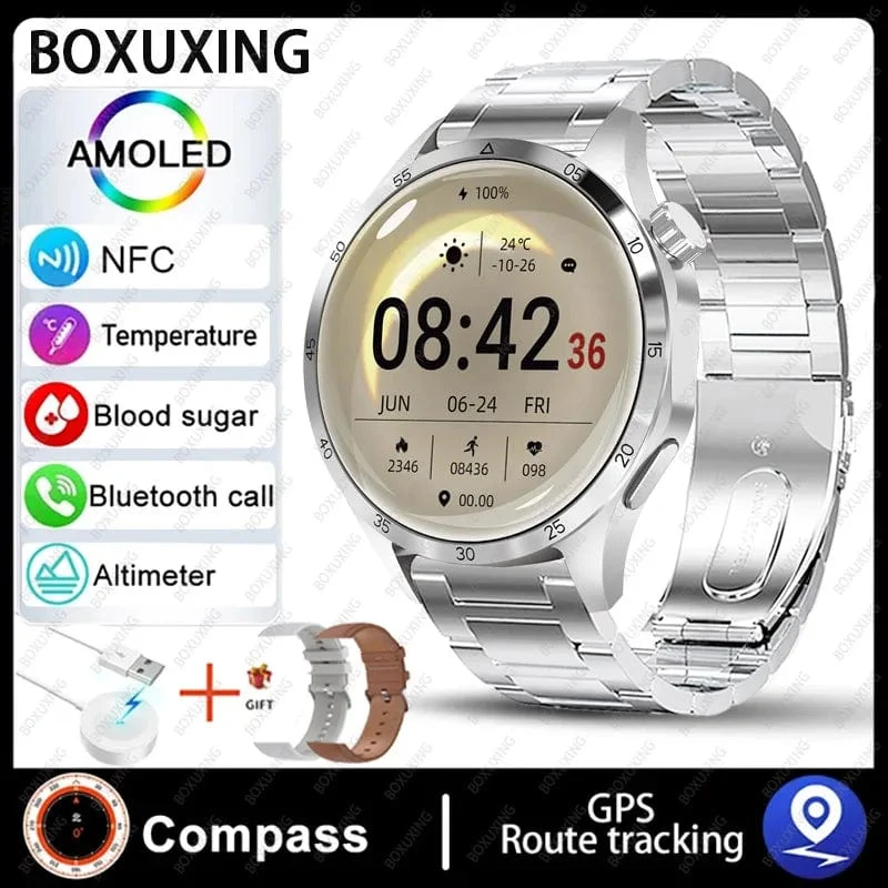 2024 Neue GPS Smart Watch Männer für Huawei GT4Pro HD-Bildschirm Bluetooth-Anrufuhren NFC IP68 wasserdicht Blutzucker Smartwatch Frau